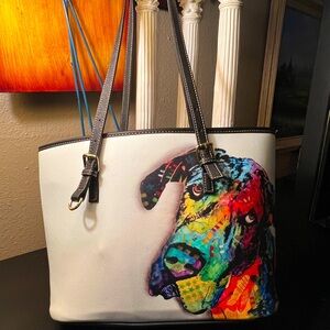 Tilted Dane bt the artist, Dean Russo Large Tote/Purse